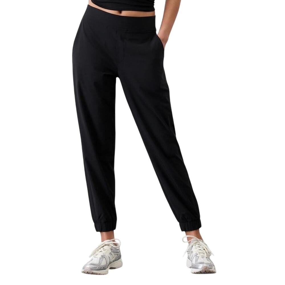 Athleta Brooklyn Mid-Rise Jogger Pants, Black, Wrinkle Resistant, Size 8